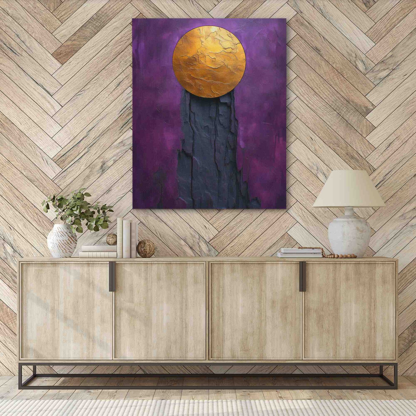 Solar Oasis - Vertical Wall Art in Black Frame