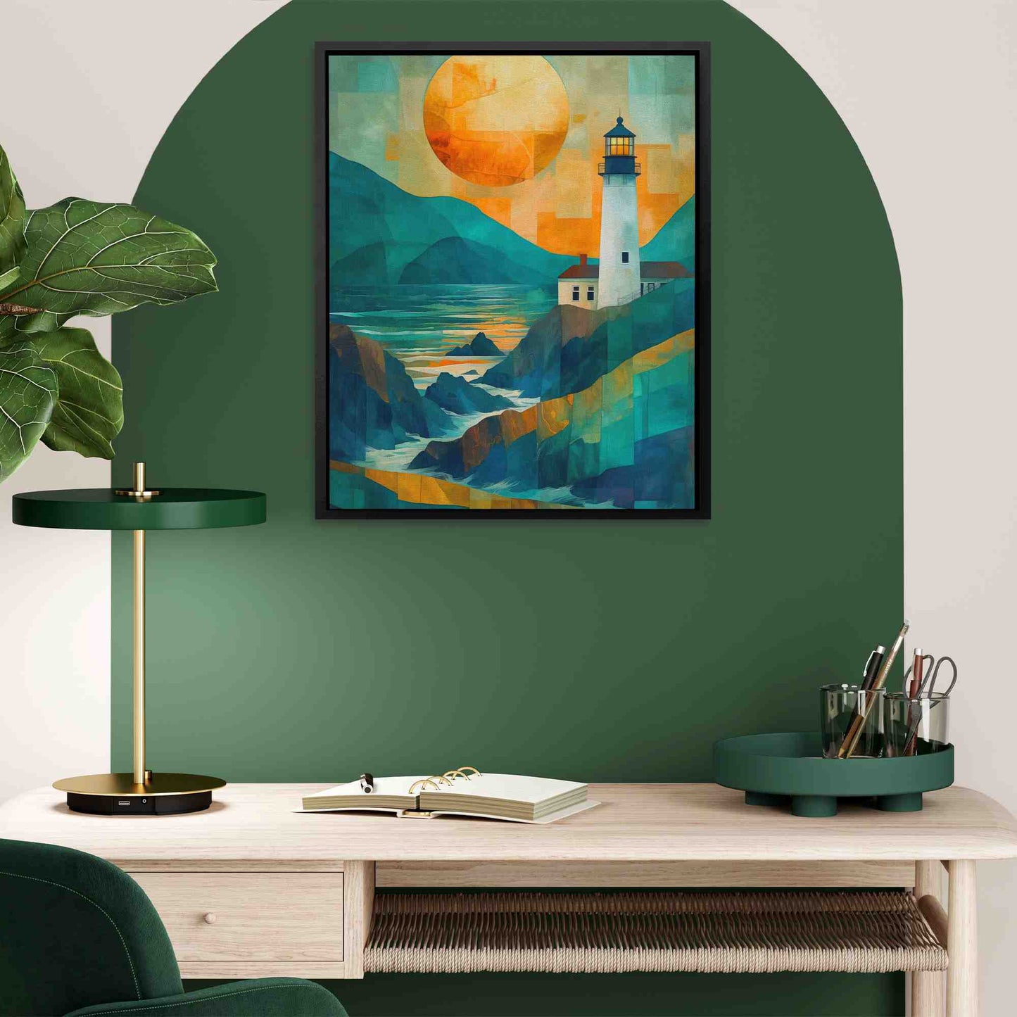 Solar Radiance - Teal Lighthouse Canvas Print