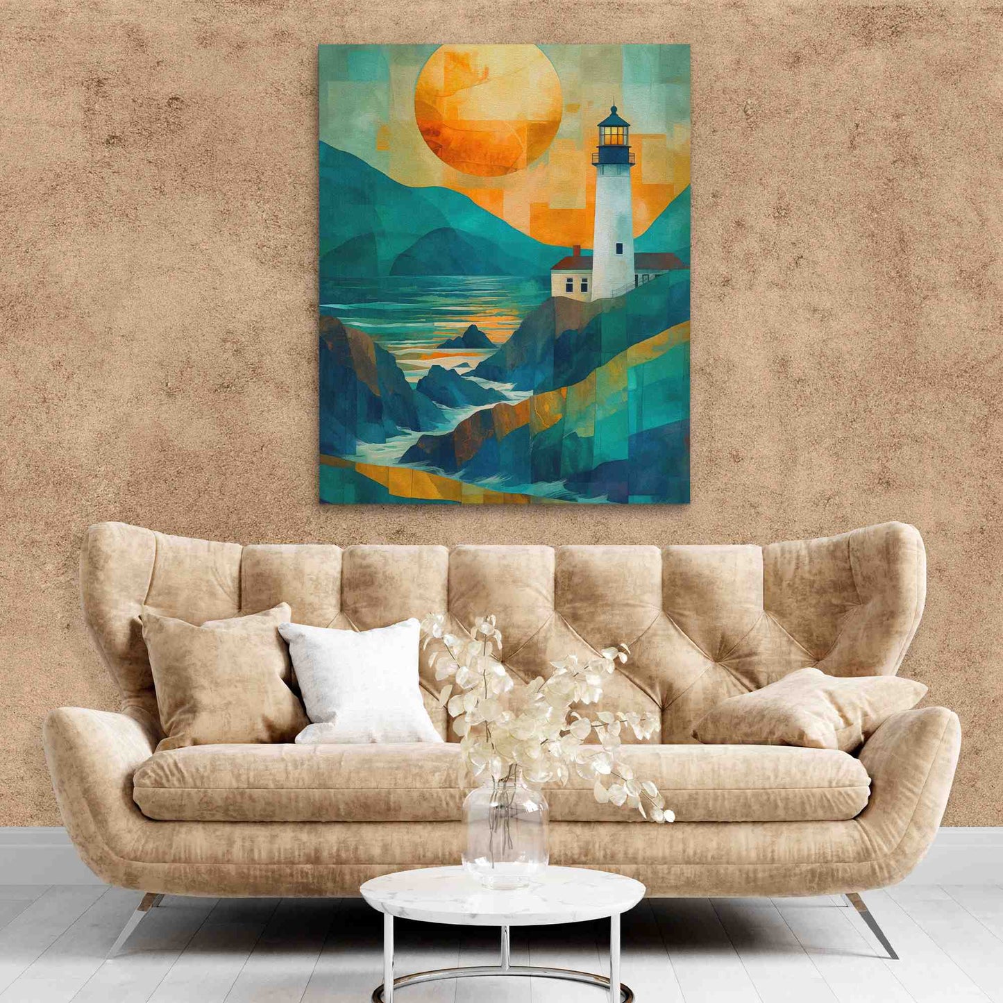 Solar Radiance - Lighthouse Wall Art in Black Frame