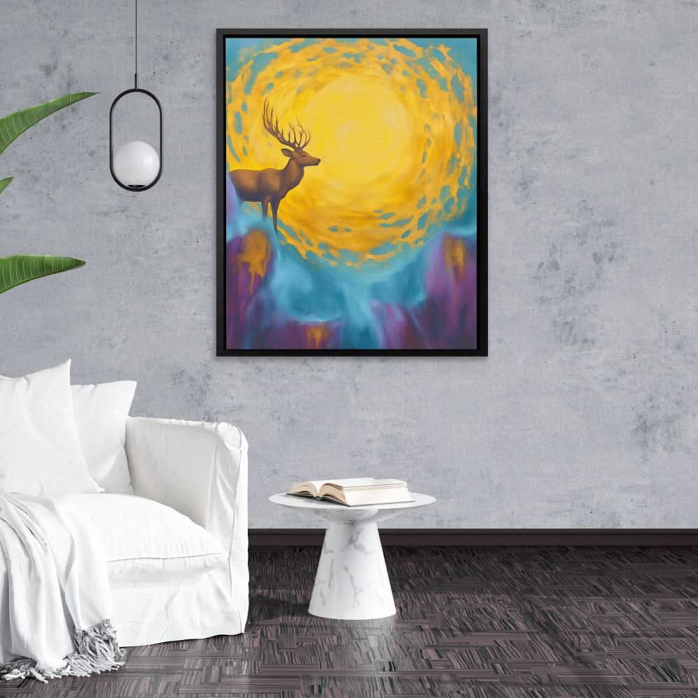 Solstice Watche - Deer Wall Art in Black Frame
