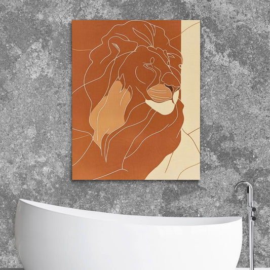 Somber Lion - Abstract Wall Art in Black Frame