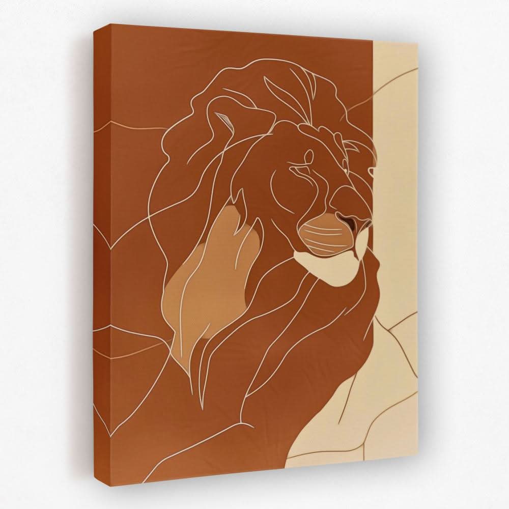 Somber Lion - Animals Canvas Wall Art