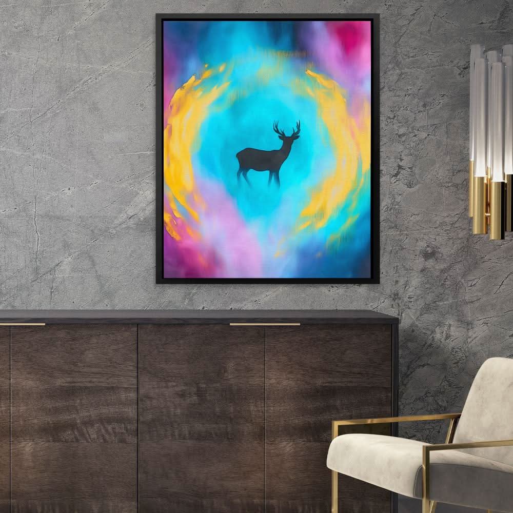 Spectrum Guardian - Pink and Purple Wall Art in Black Frame