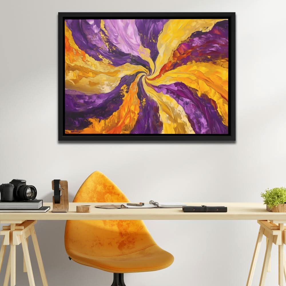 Spinning Gold - Abstract Wall Art in Black Frame