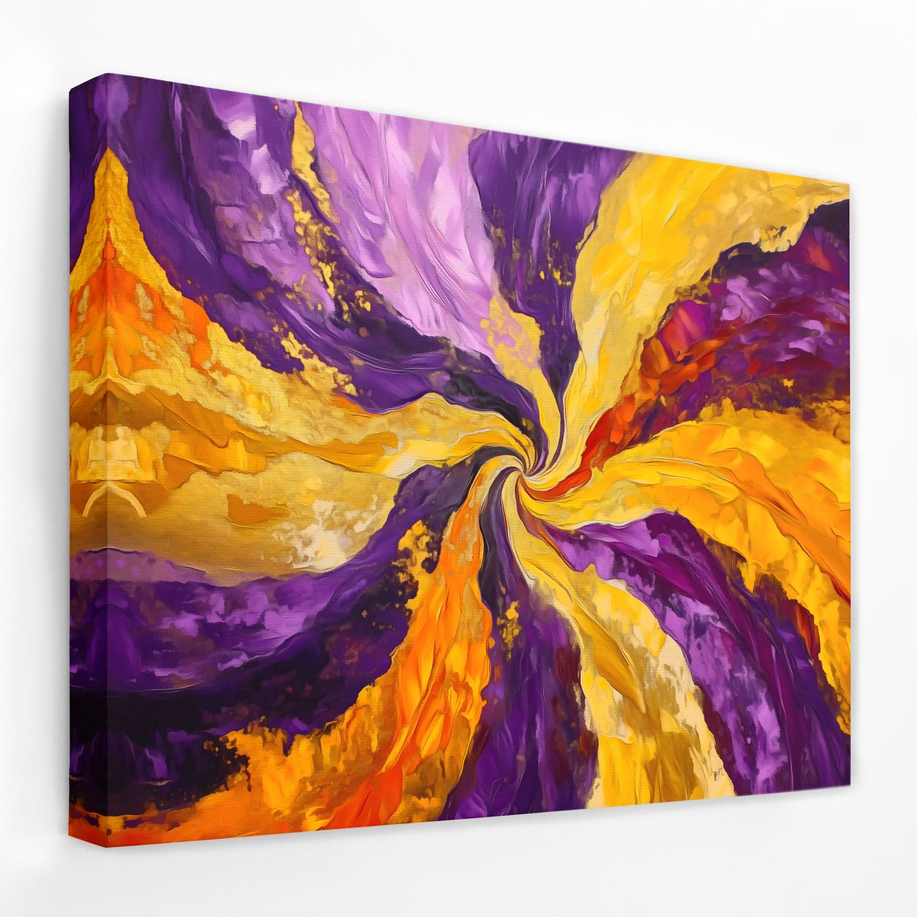 Spinning Gold - Purple and Gold Canvas Wall Art