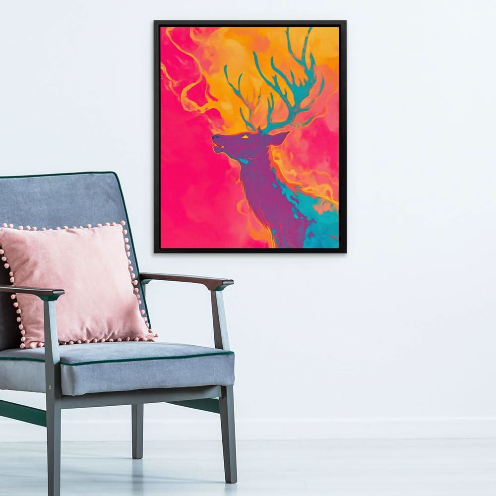 Spirit of the Inferno - Oversized Deer Canvas Wall Art