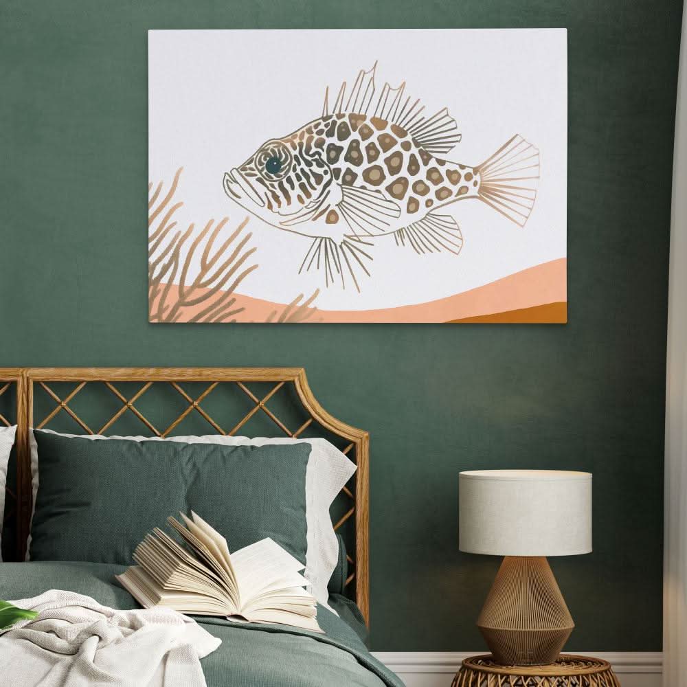 Spotted Rock Fish - Earth Tones Wall Art for Bathroom