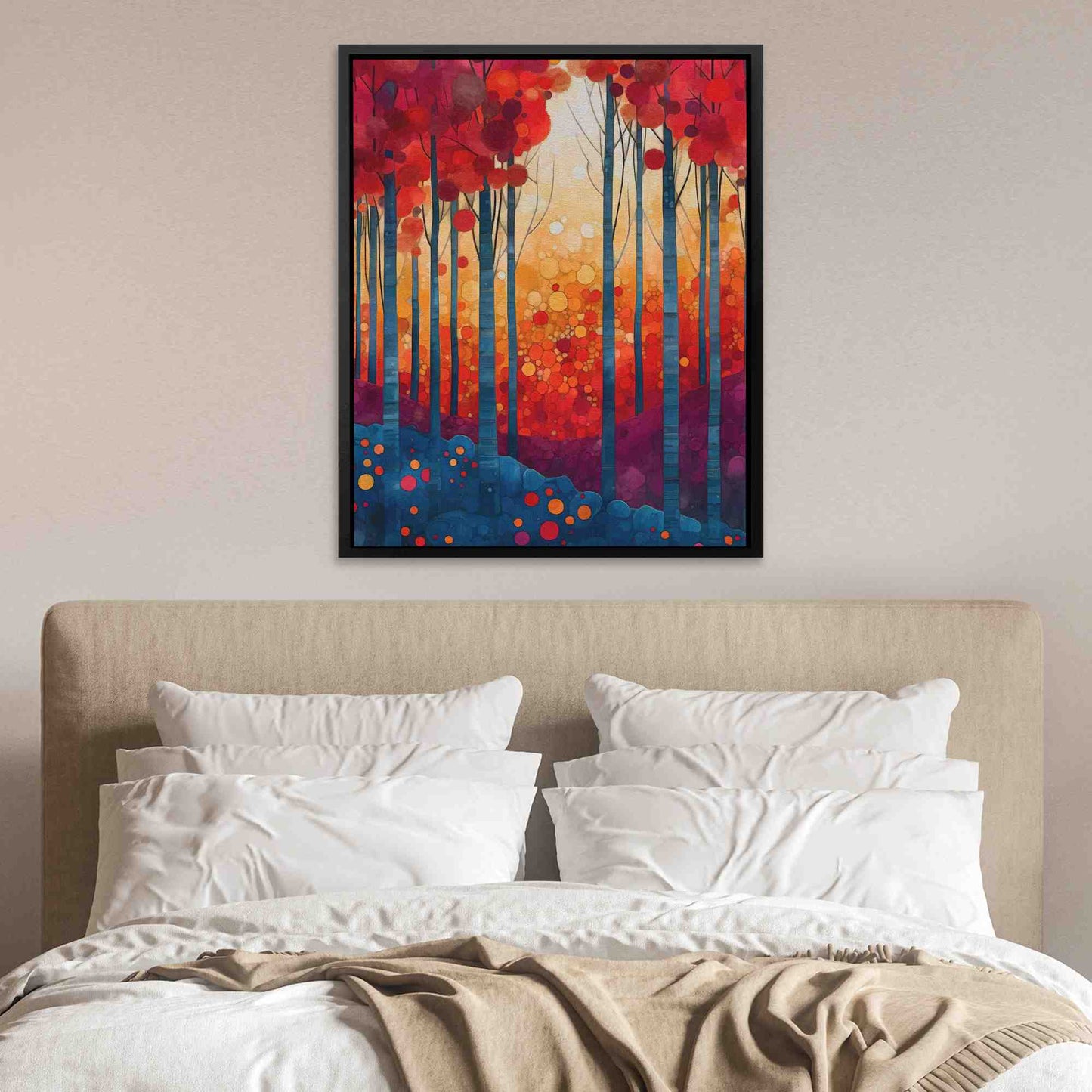 Spring Forest - Watercolor Red Canvas Wall Art
