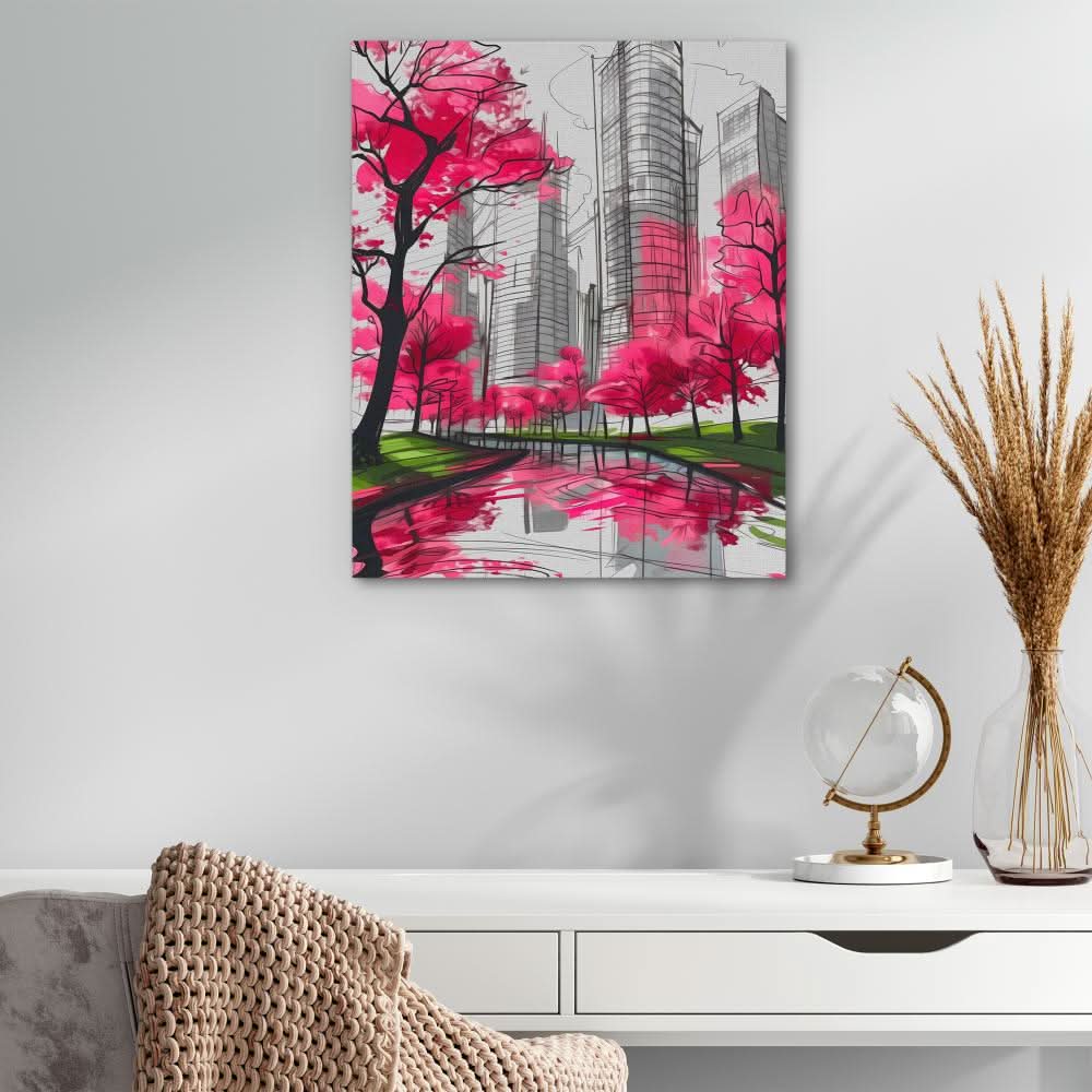 Spring Melodies - Pink Wall Art for Office
