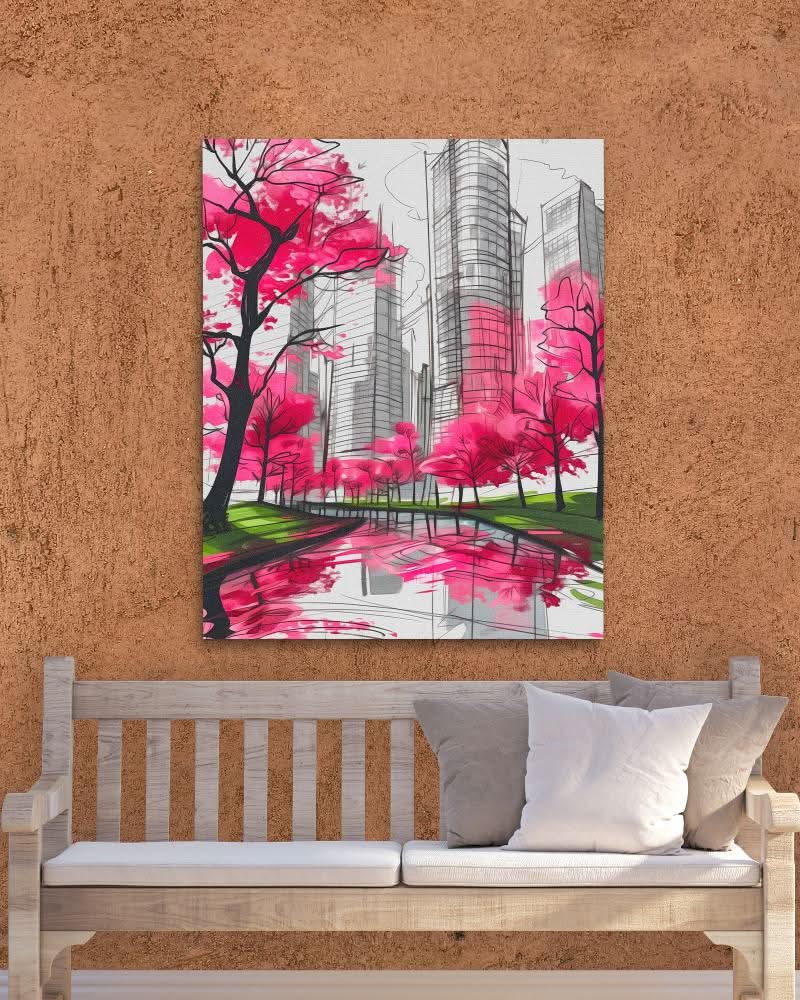 Spring Melodies - Oversized Architecture Canvas Wall Art