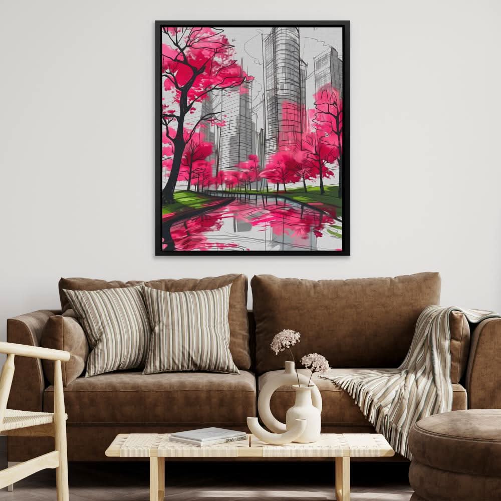Spring Melodies - Abstract Wall Art in Black Frame