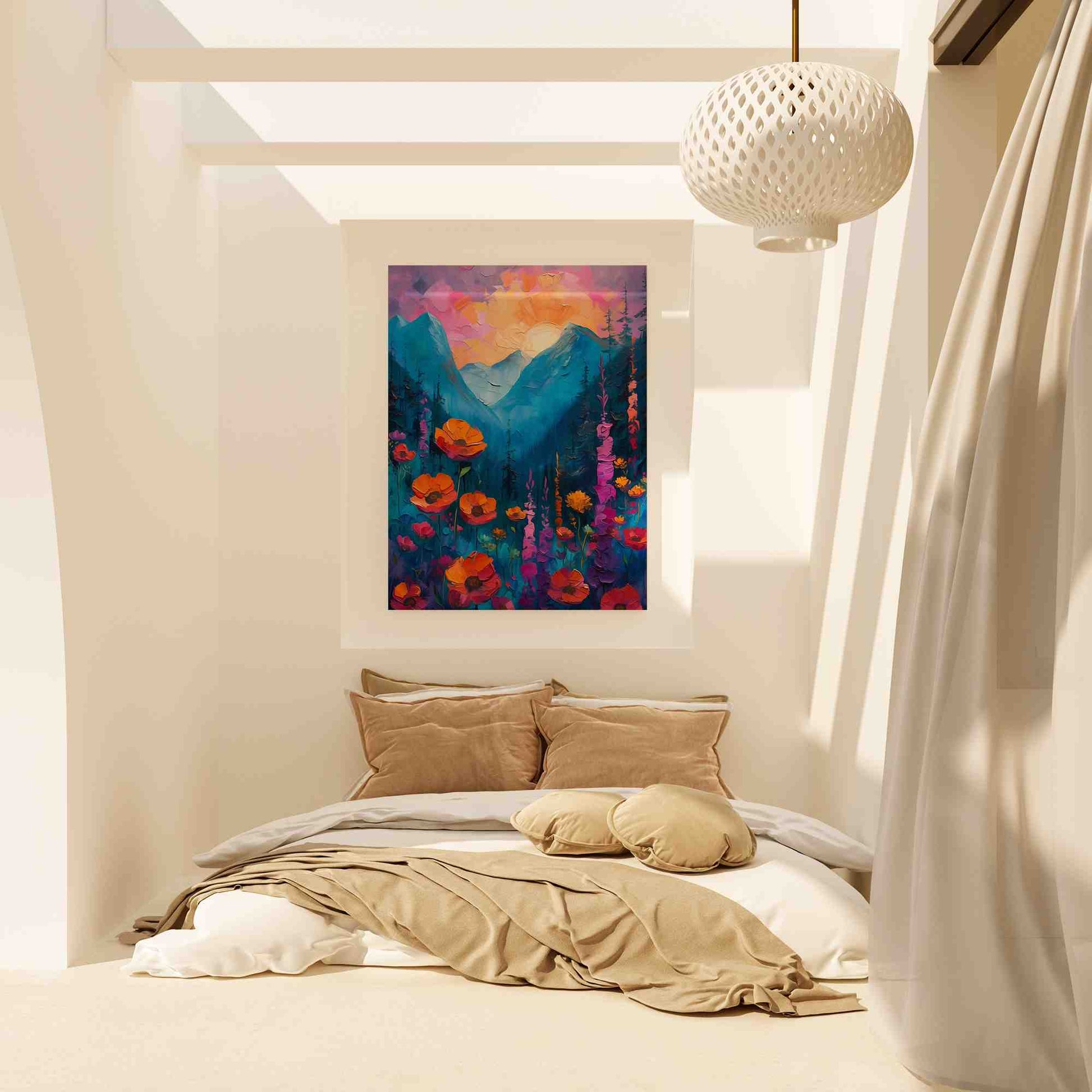 Spring Valley Mountains - Wall Art in Black Frame