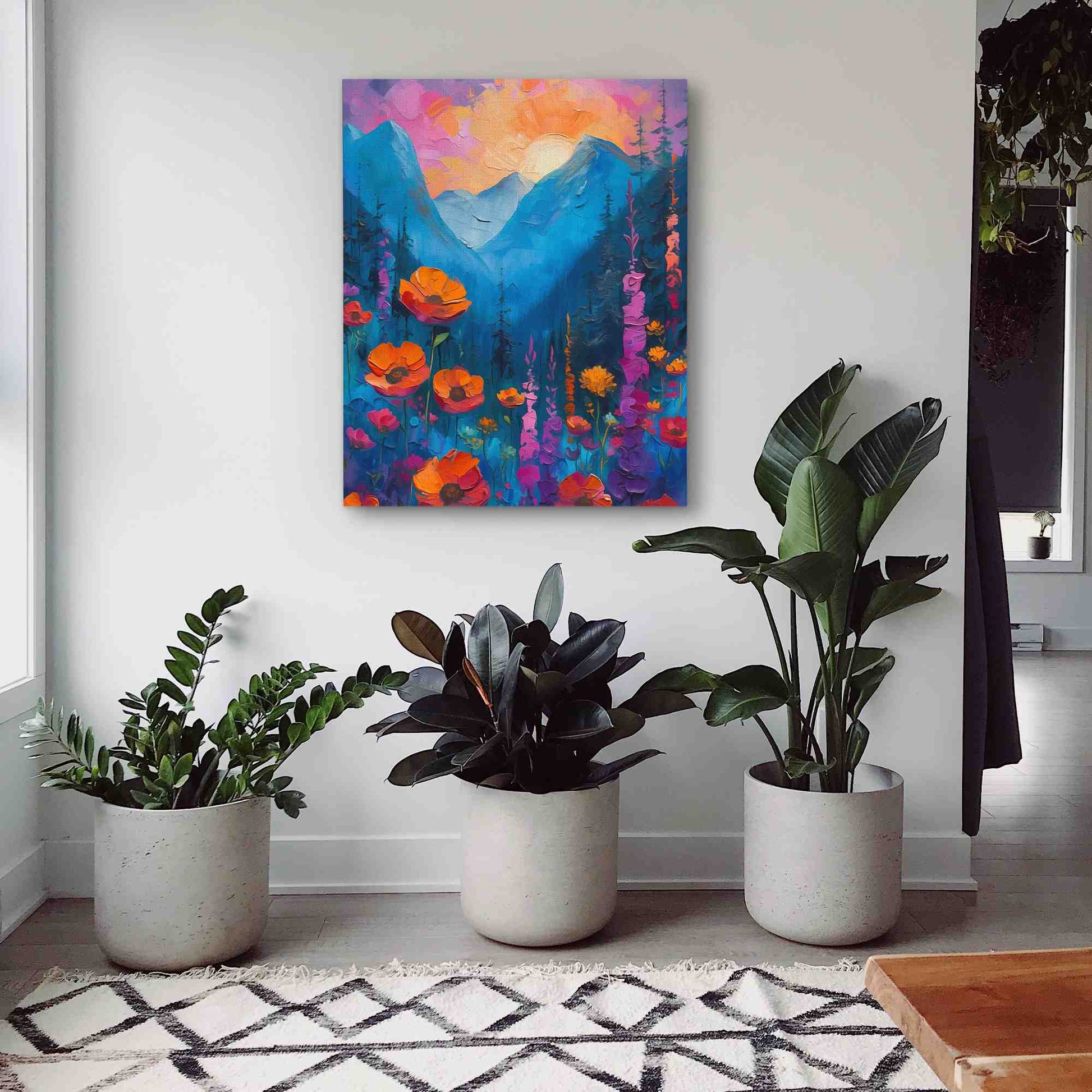 Spring Valley Mountains - Colorful Canvas Wall Art