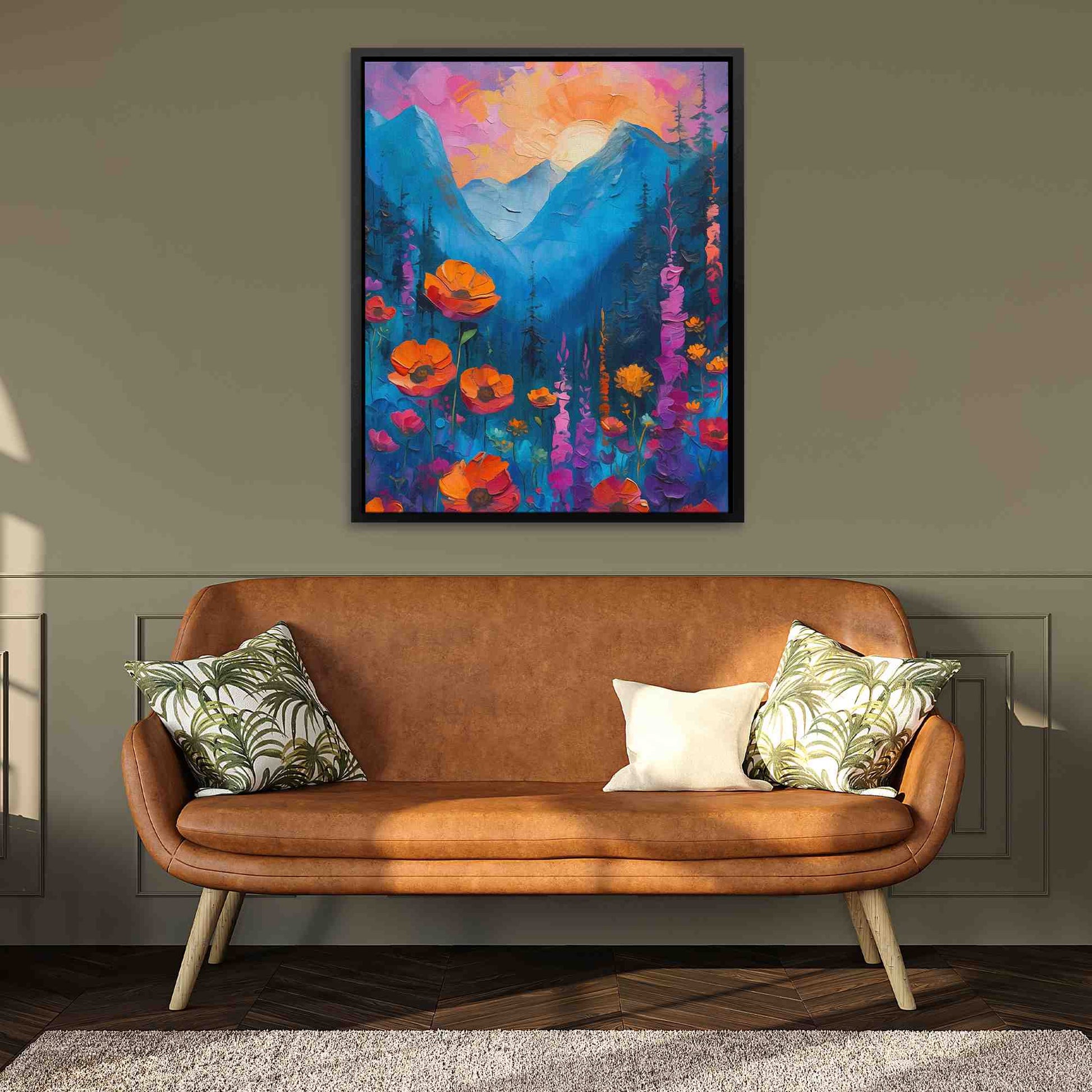 Spring Valley Mountains - Mountain Wall Art in Black Frame
