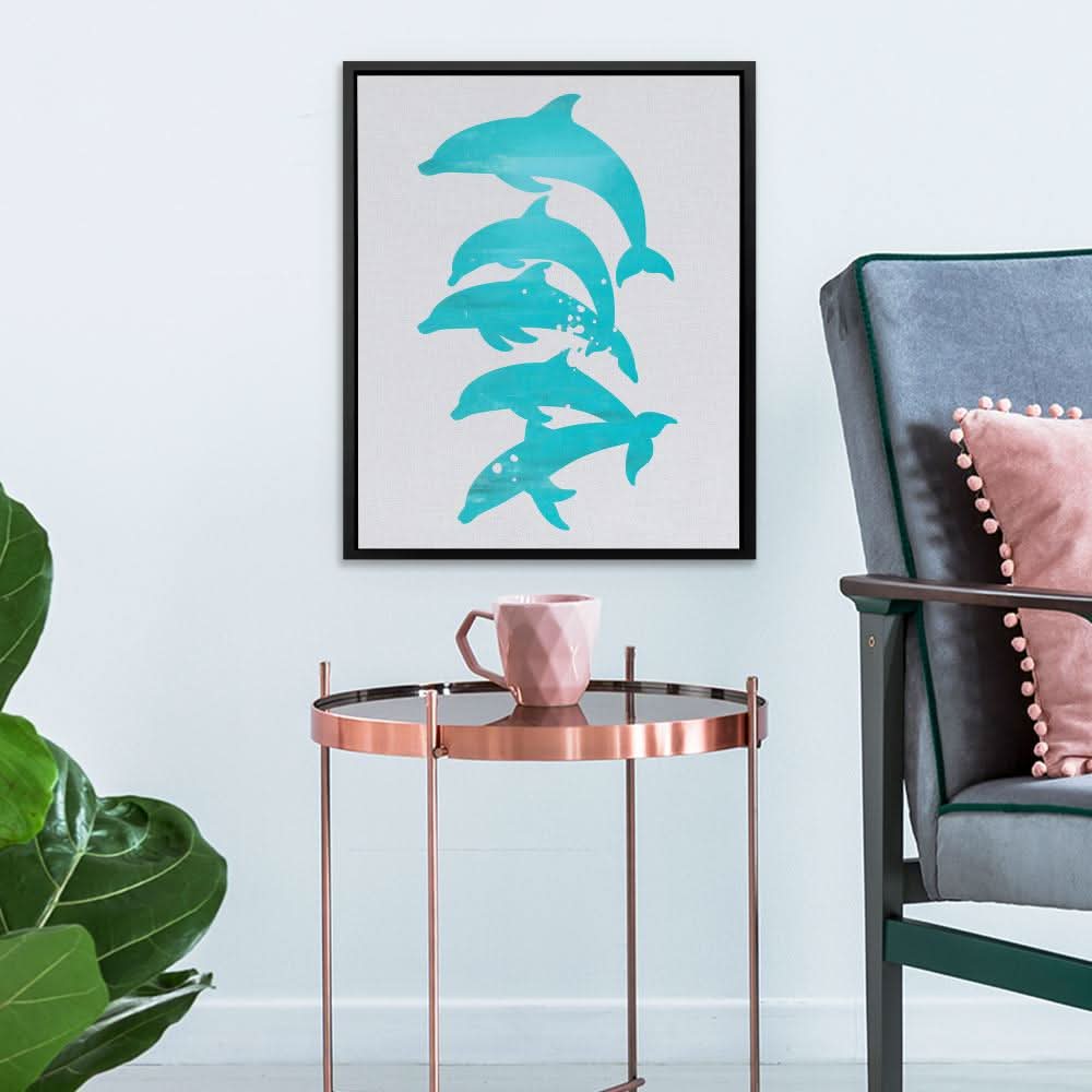 Stacked Dolphins - Canvas Wall Art