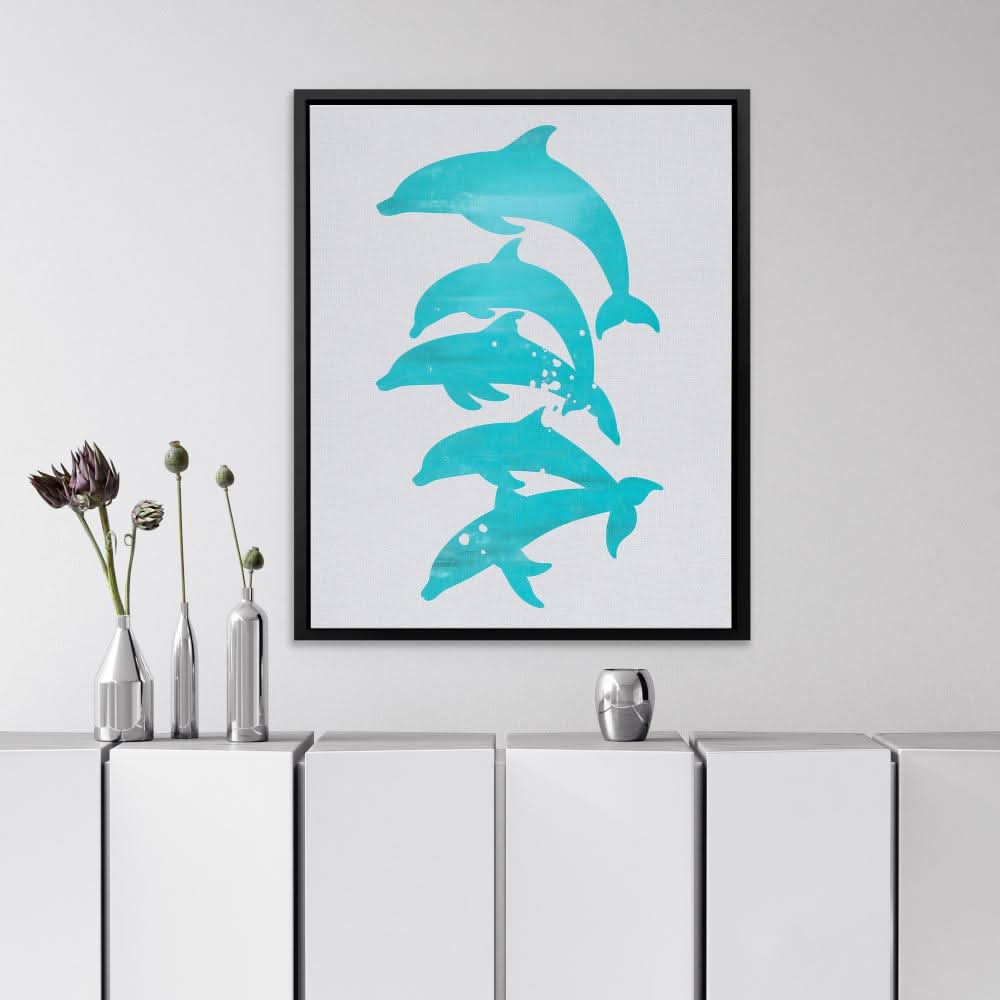 Stacked Dolphins - Coastal Canvas Print