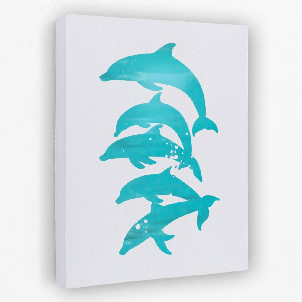 Stacked Dolphins - Beach House Canvas Wall Art