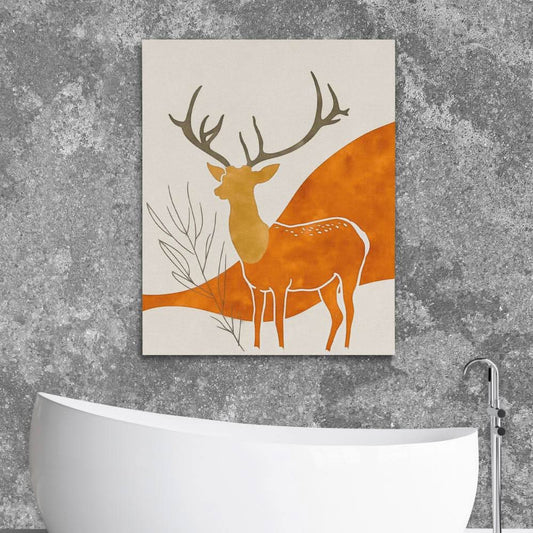 Stag’s Tranquility - Modern Wall Art in Black Frame