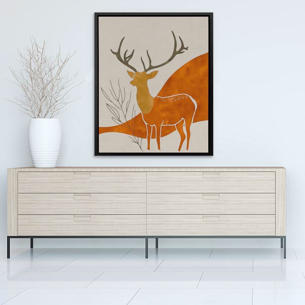 Stag’s Tranquility - Brown Wall Art for Home Office
