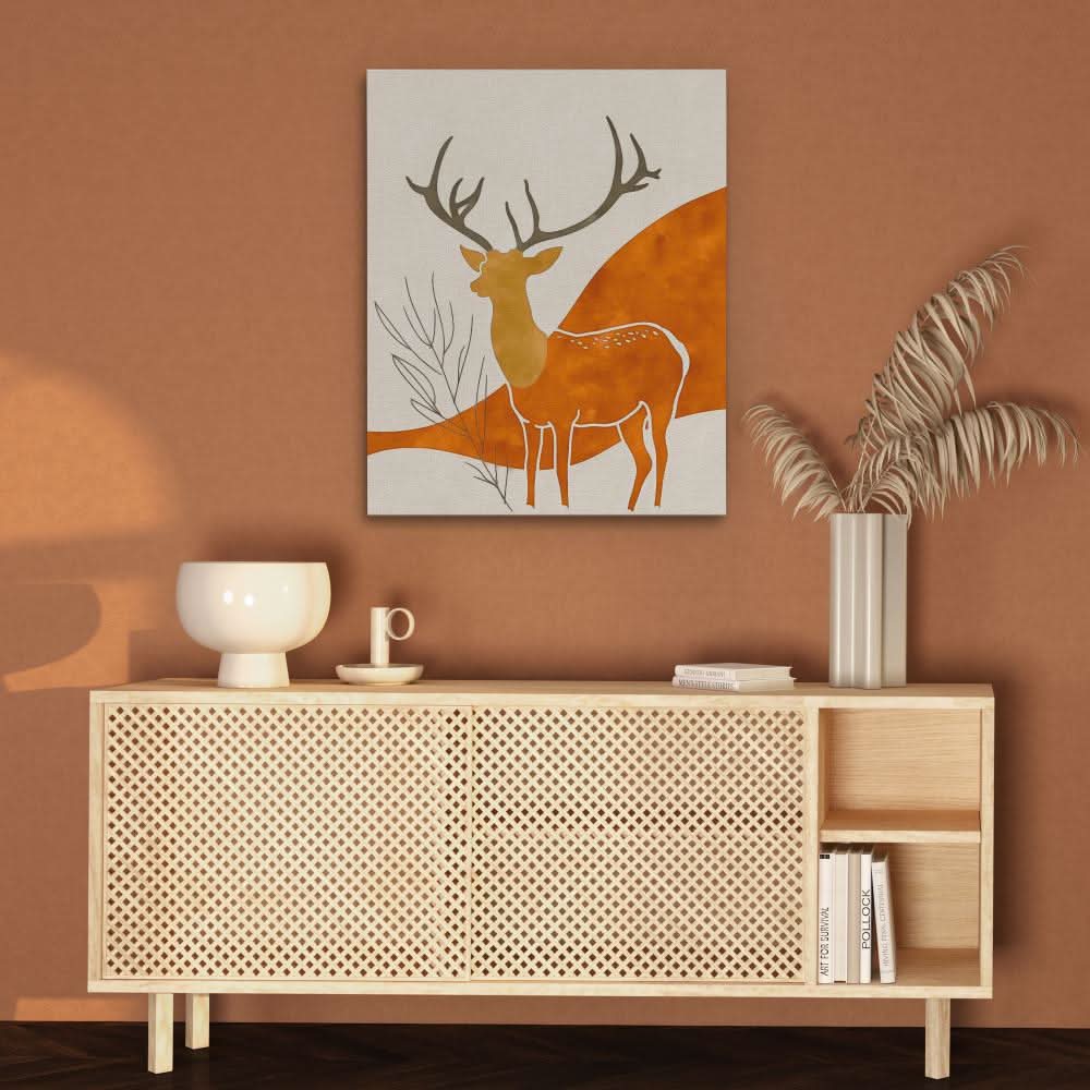 Stag’s Tranquility - Deer Wall Art in Black Frame