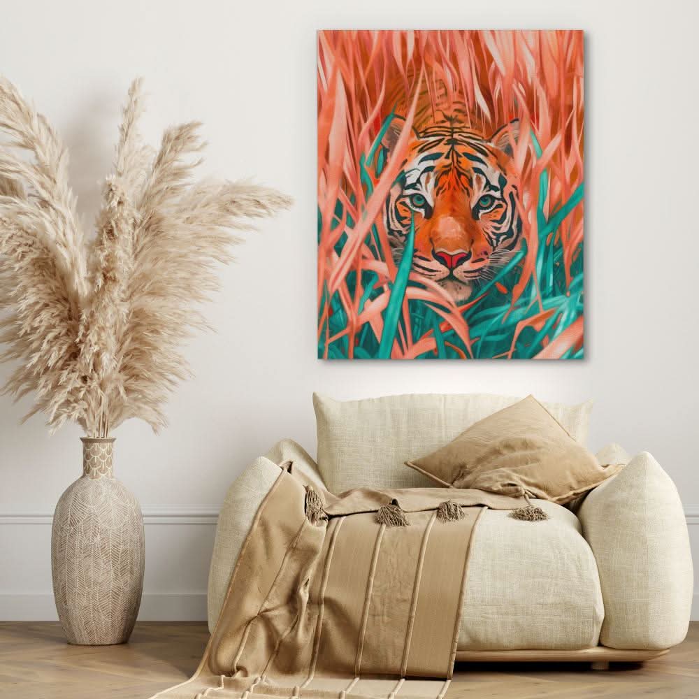 Stalking Tiger - Orange Wall Art