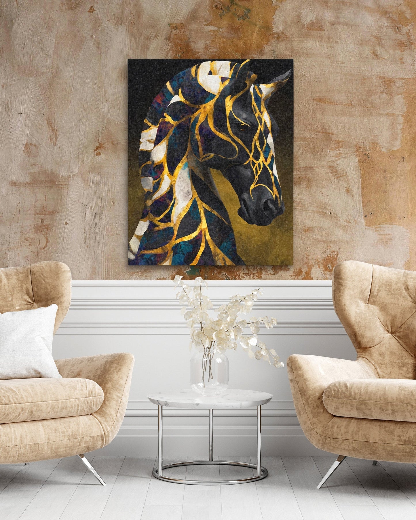 Stallion Midnight Fragments - Luxury Wall Art