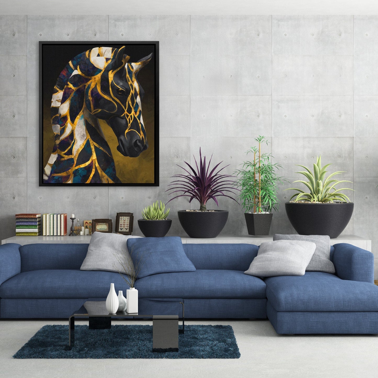 Stallion Midnight Fragments - Luxury Wall Art