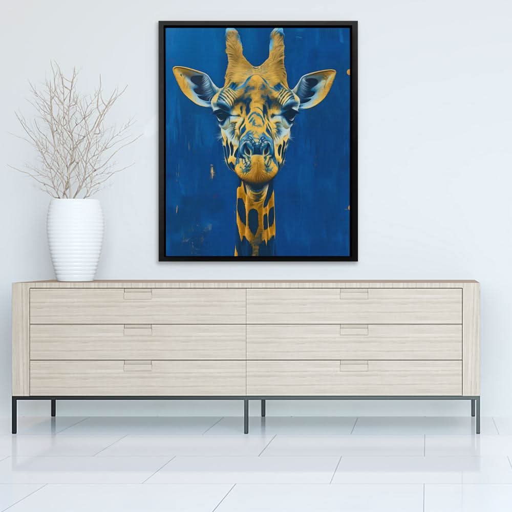 Staring Giraffe - Giraffe Wall Art in Black Frame
