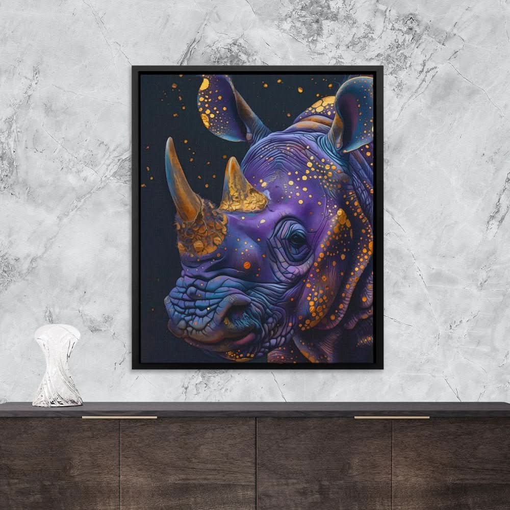 Starlit Horns - Surrealism Purple Canvas Wall Art