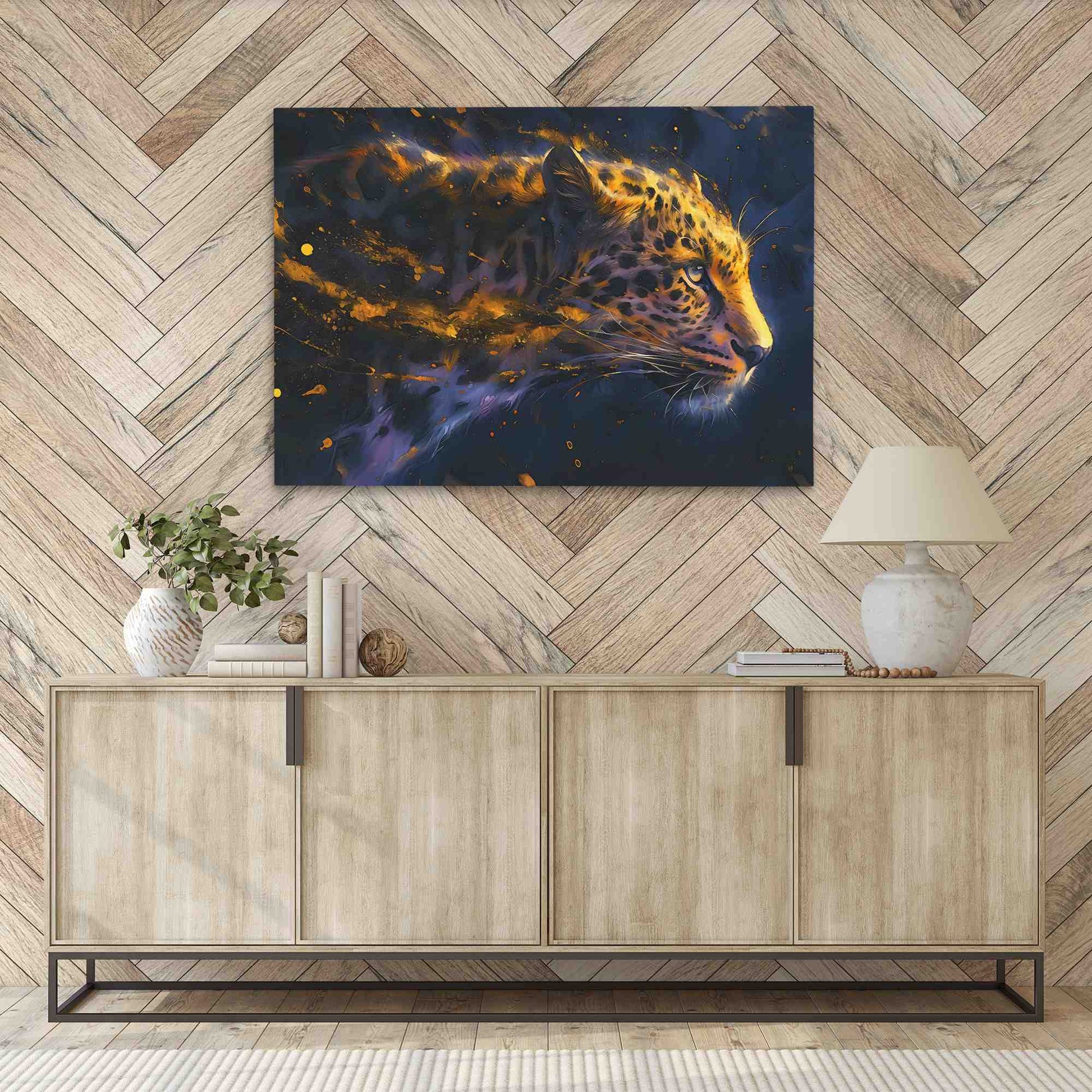 Stealthy Cheetah - Gold Canvas Wall Art