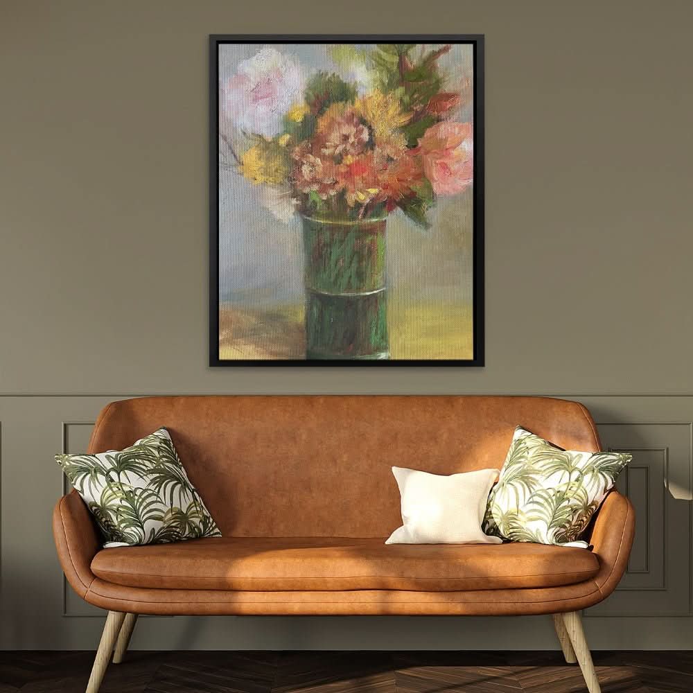 Still Life with Green Vase - Wall Art in Black Frame