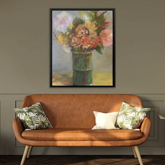 Still Life with Green Vase - Wall Art in Black Frame