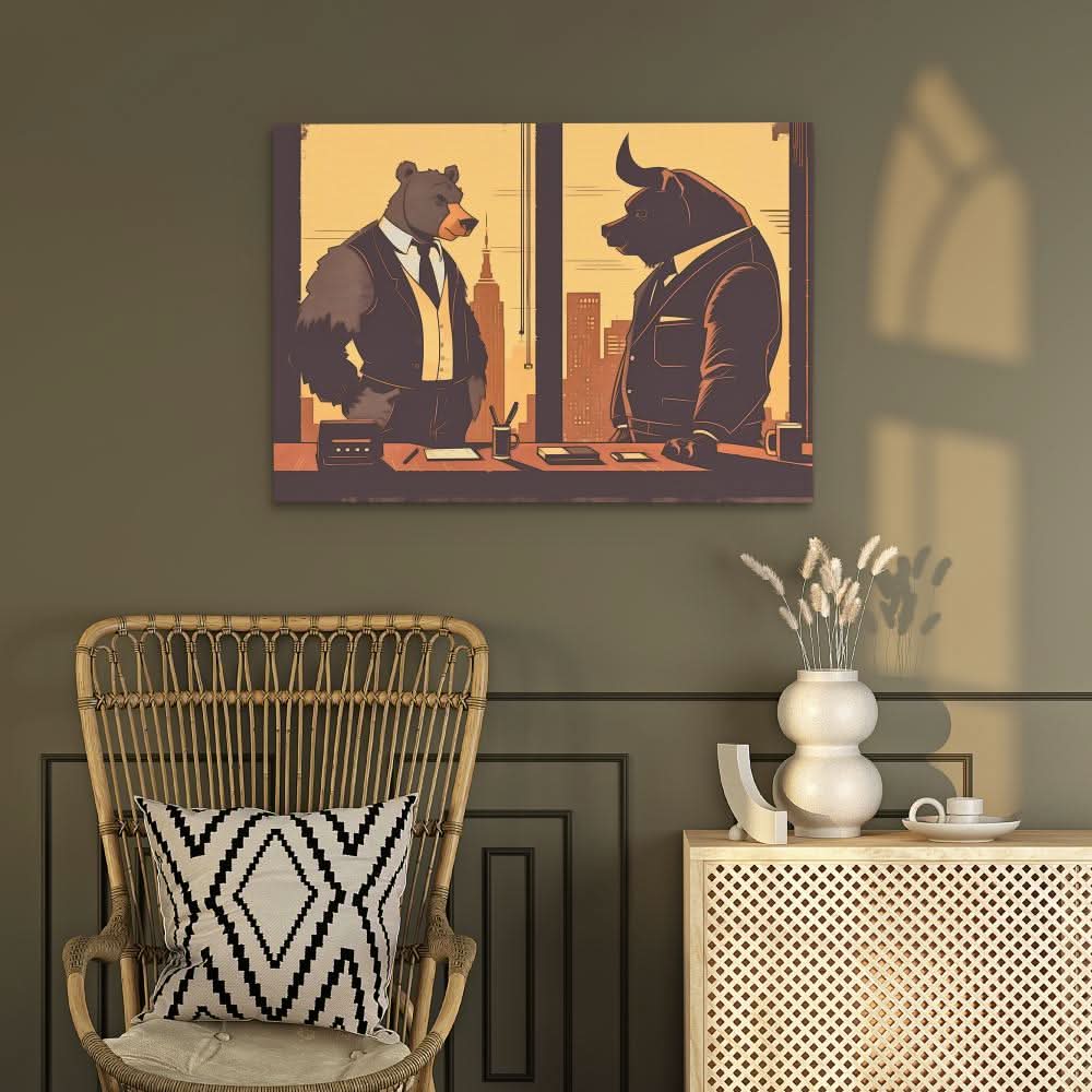 Stock Kingpins - Bull Wall Art in Black Frame