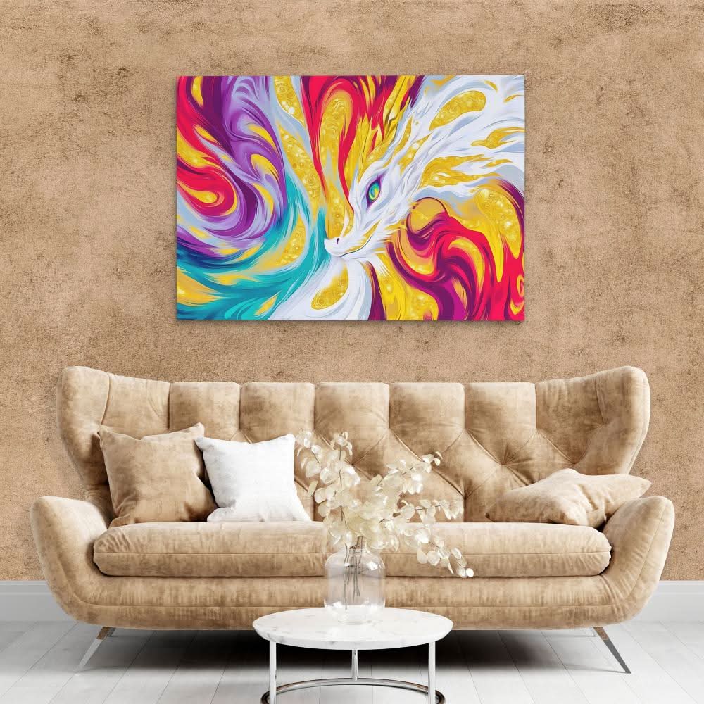 Stormscale Guardian - Fantasy Wall Art in Black Frame