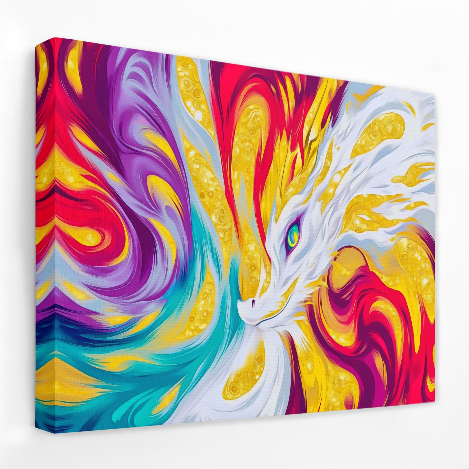 Stormscale Guardian - Fantasy Colorful Canvas Wall Art