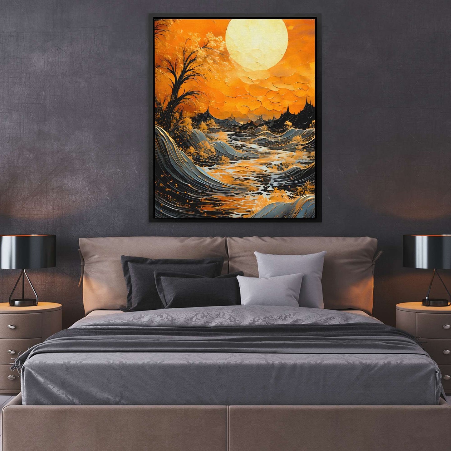 Stormy Gold Waves - Luxury Wall Art