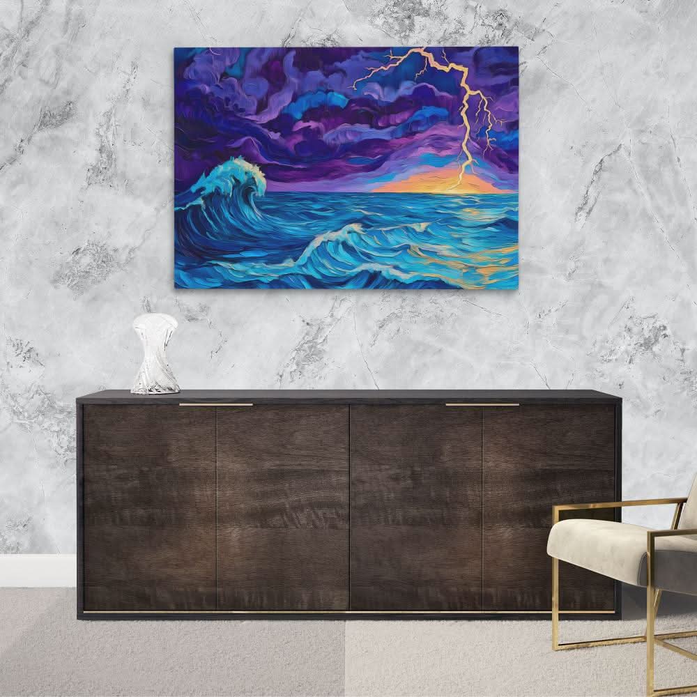 Stormy Sea - Abstract Blue Canvas Wall Art
