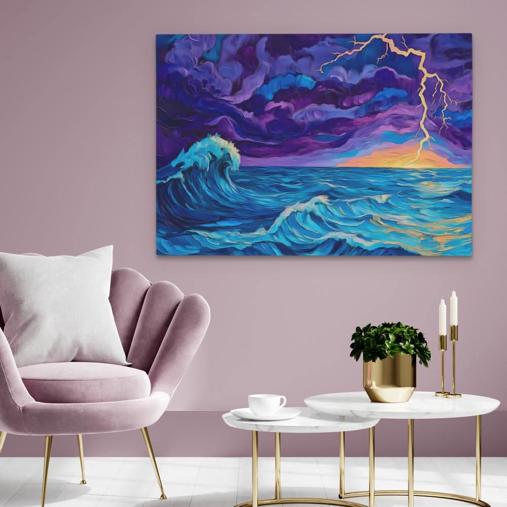 Stormy Sea - Abstract Wall Art in Black Frame