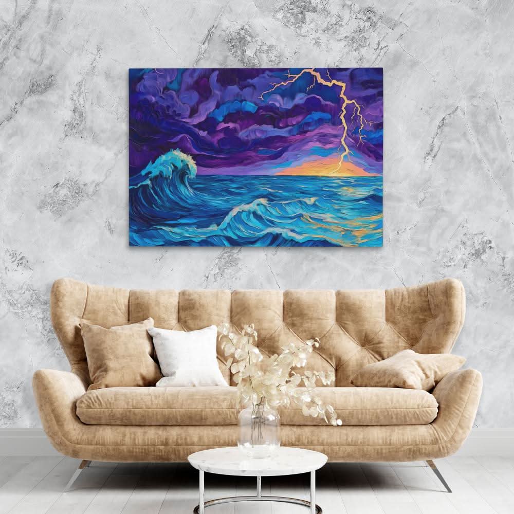 Stormy Sea - Nature Wall Art in Black Frame