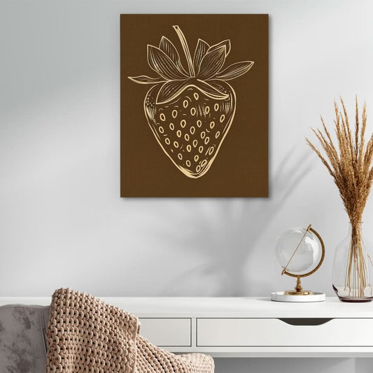 Strawberry Brown - Minimalist Wall Art in Black Frame