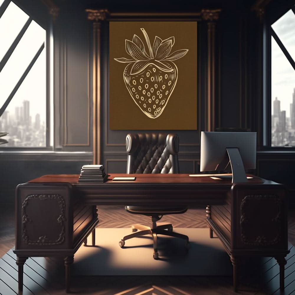 Strawberry Brown - Food Wall Art in Black Frame