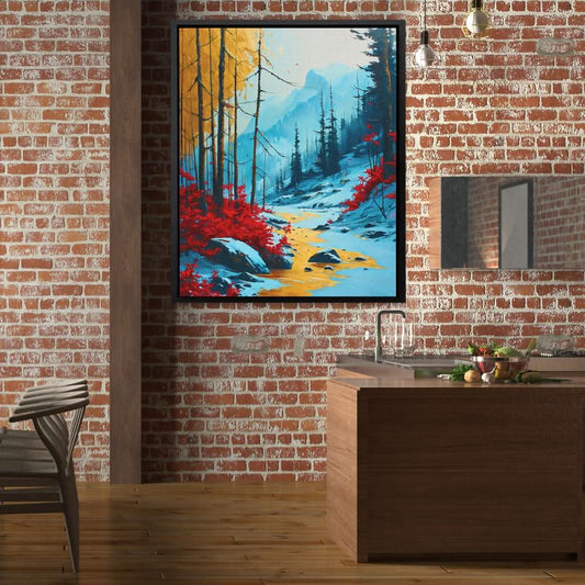 Streams of Gold - Wall Art in Black Frame