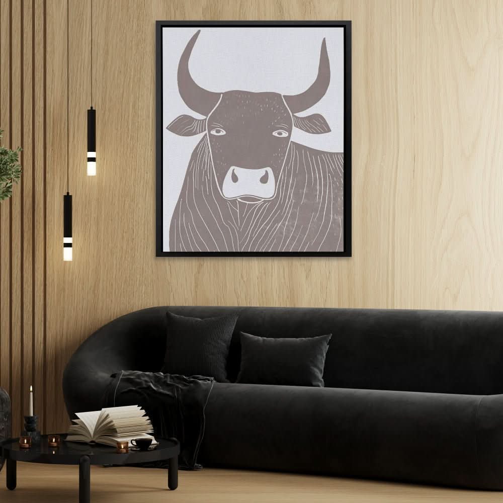 Strength in Abstraction - Earth Tones Bull Canvas Print