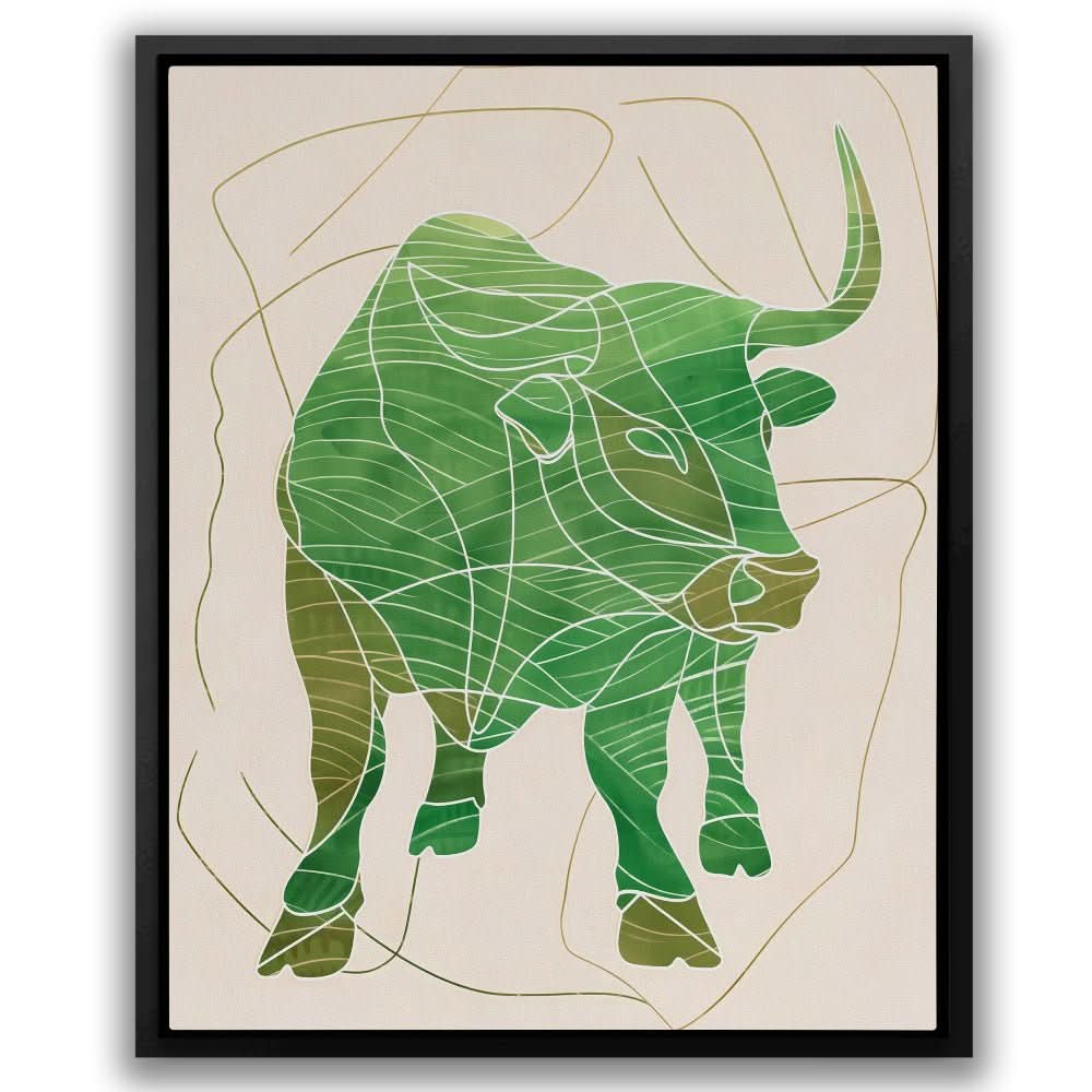 Strength Unveiled - Contemporary Green Canvas Wall Art