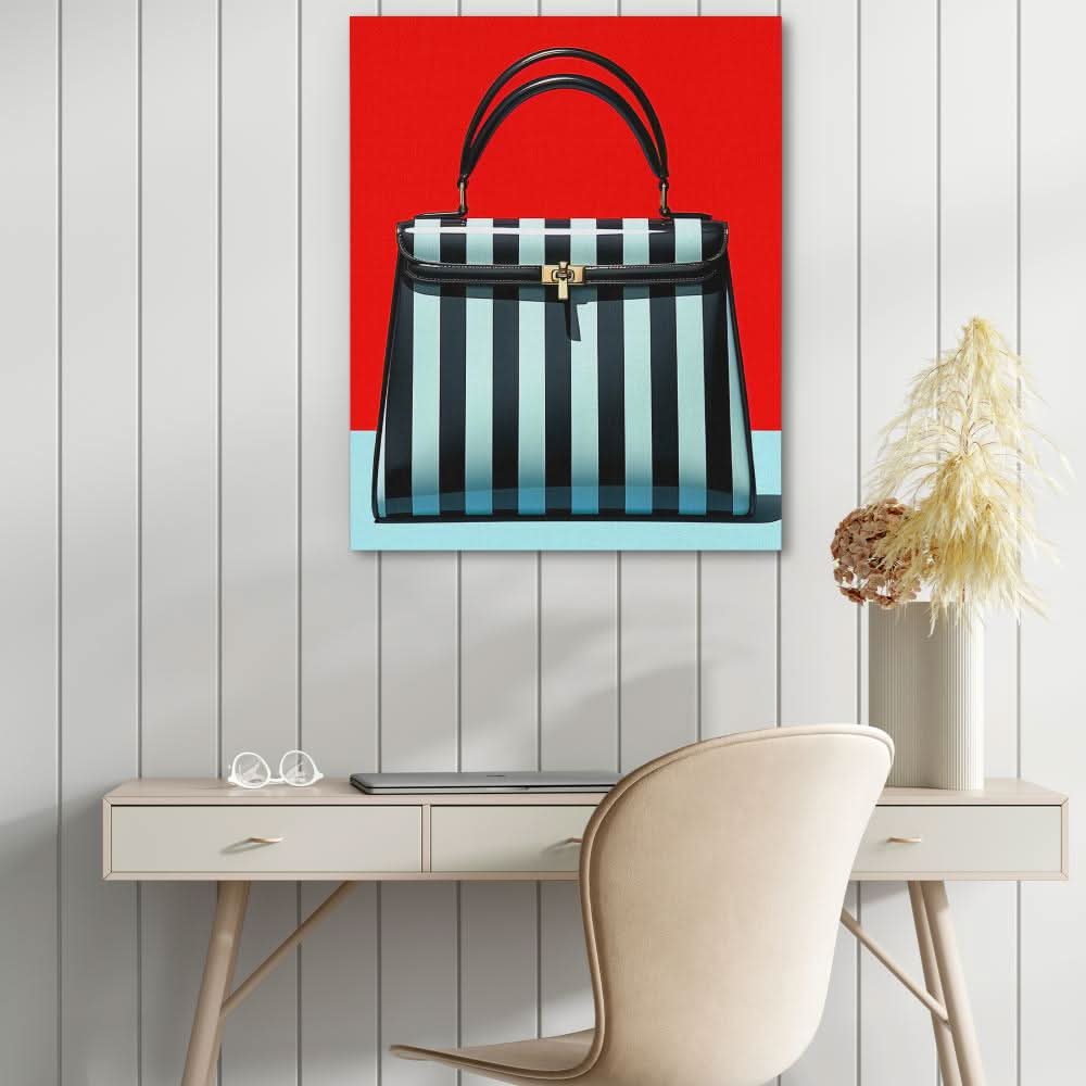 Striped Handbag - Large Pop Art Canvas Print