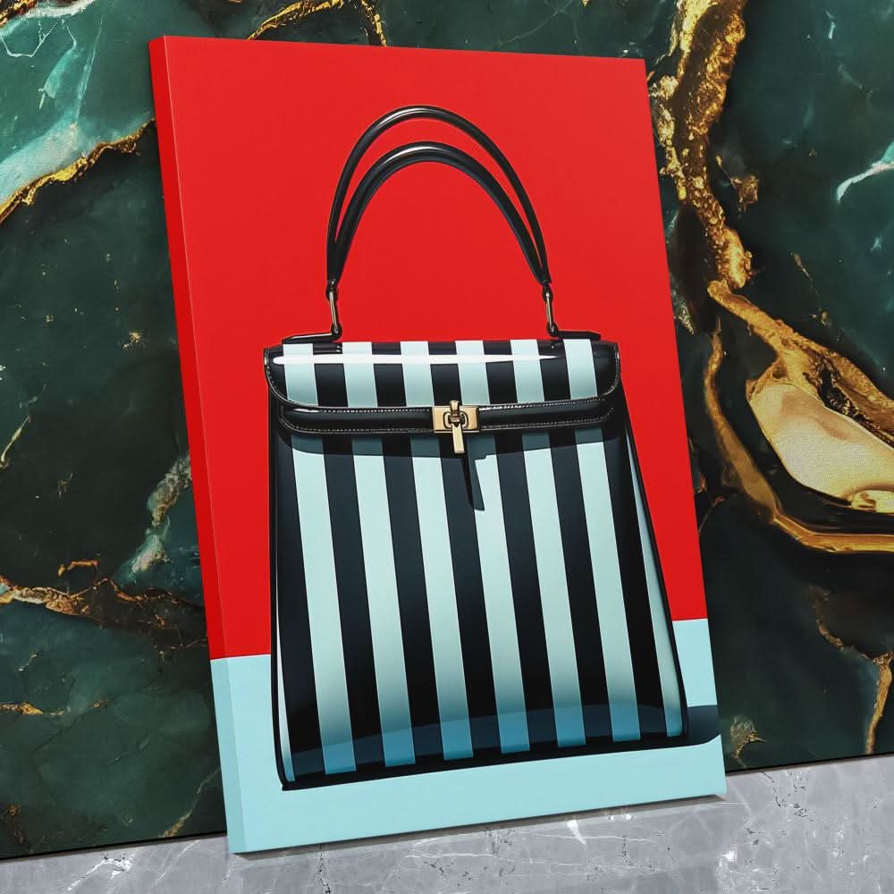 Striped Handbag - Handbag Art