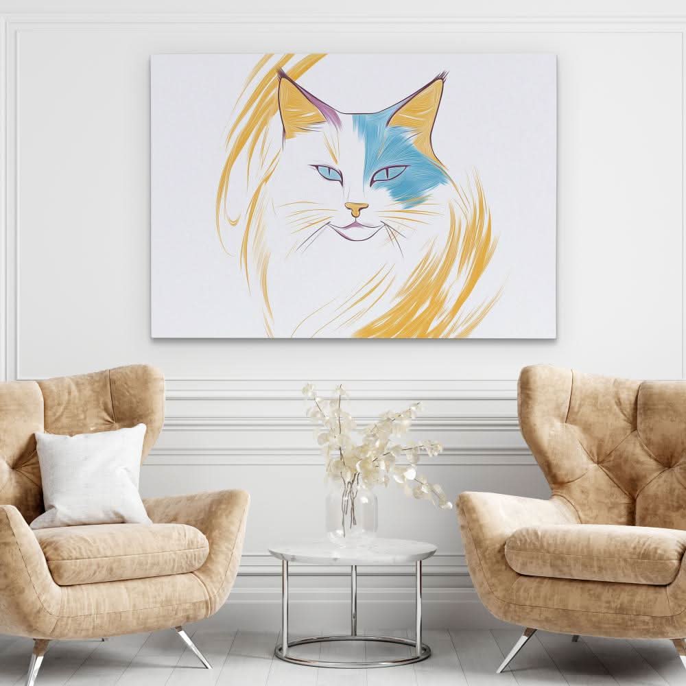 Stunning Cat - Minimalist Wall Art in Black Frame