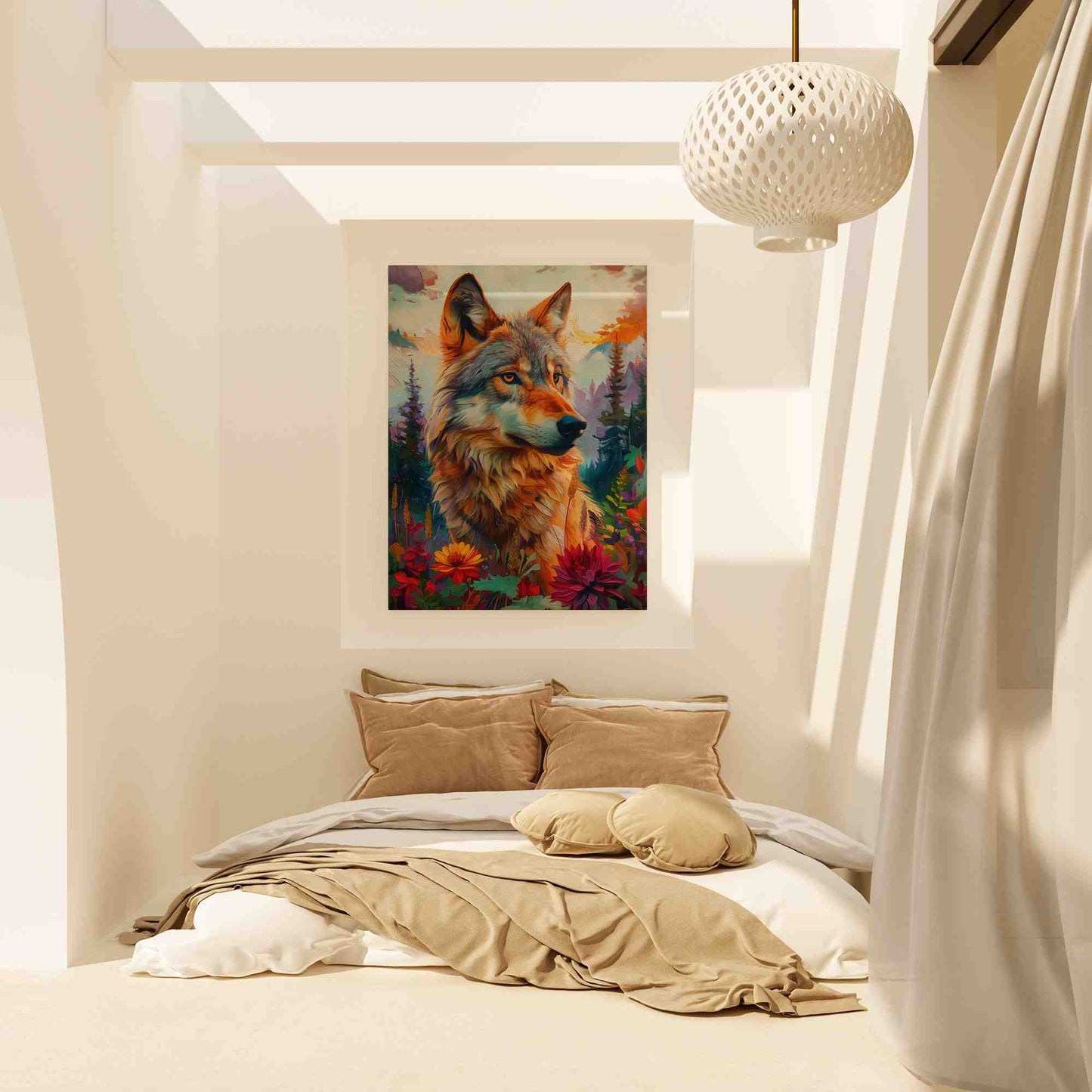 Stunning Wolf - Floral Canvas Print
