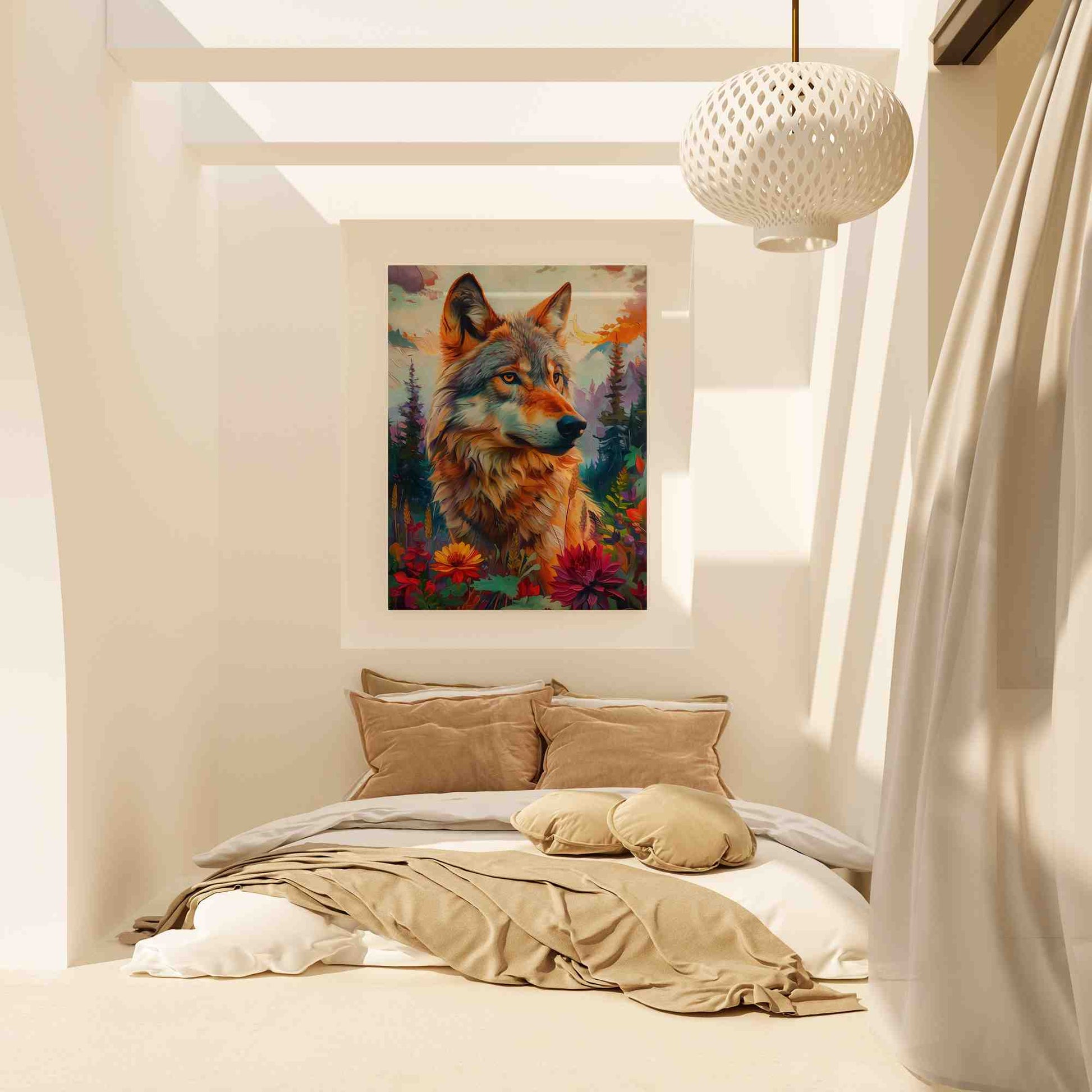 Stunning Wolf - Floral Canvas Print