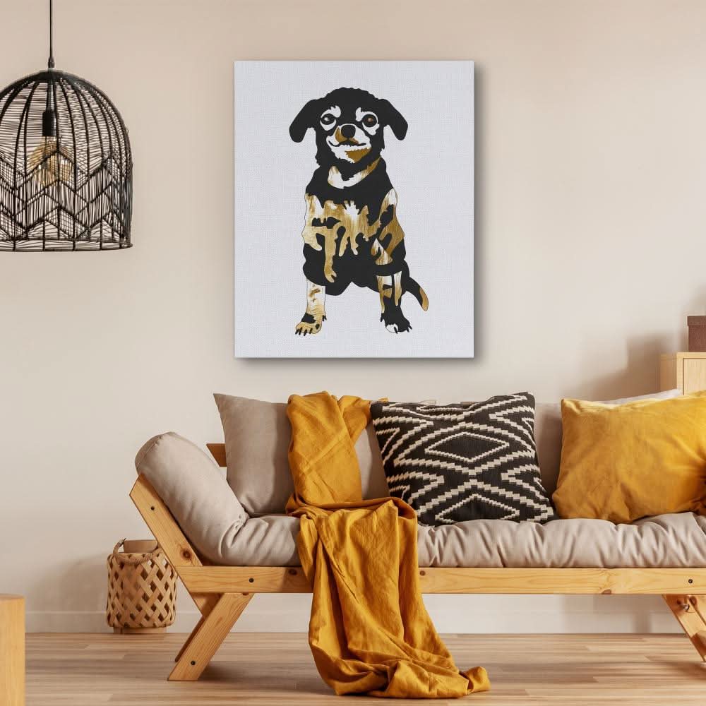 Stylish Chihuahua - Minimalist Wall Art in Black Frame